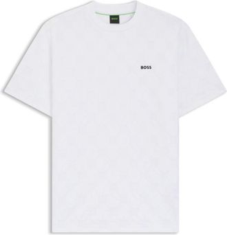 BOSS Cotton-blend T-shirt with tennis-ball jacquard