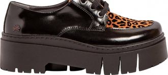 The Art Company Womens 1765 Platform Shoes In Black Shiny With Leopard