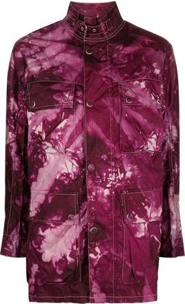 Stain Shade tie dye-print multi-pockets jacket - women - Polyurethane/Silk - S - Purple