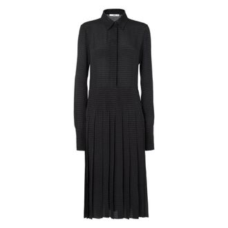Fendi Chevron Jacquard Zijden Midi Shirtjurk - Dames - Jurken - Zwart - Maat: XS Zijde