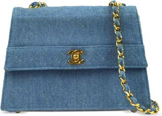 Chanel 1990 Straight Flap shoulder bag - women - Denim - One Size - Blue