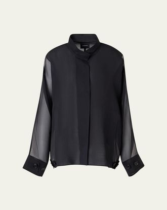 Akris Huma Silk Georgette Oversized Parka Jacket