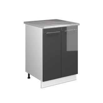 Vicco Mueble Bajo Para Fregadero Fame-line, Antracita Alto Brillo/blanco, 60 Cm, Vicco