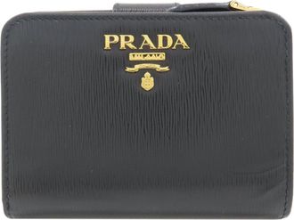 Prada Black Saffiano Triangle Wallet (Bi-Fold) (Pre-Owned)