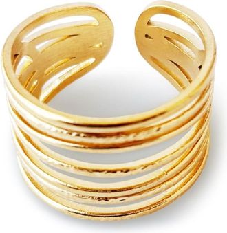 Hzmer Jewellery hammered-effect ring - women - stainless steel - One Size - Gold