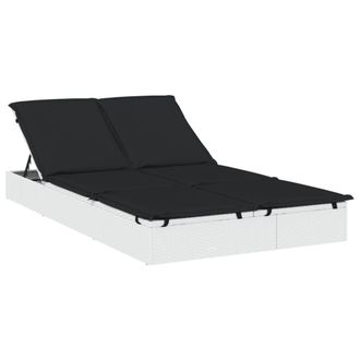 vidaXL Tumbona 2 Personas Con Cojines Rat&aacute;n Pe Blanco Vidaxl
