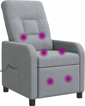 vidaXL Silla De Masajes Reclinable Gris Claro Tela Vidaxl