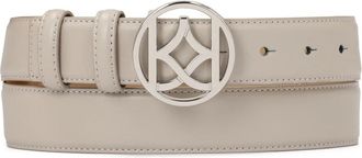 Kazar Grijze leren riem met ronde gesp - Dames - Riemen - Grijs - 100 CM - Leer - Accessoires