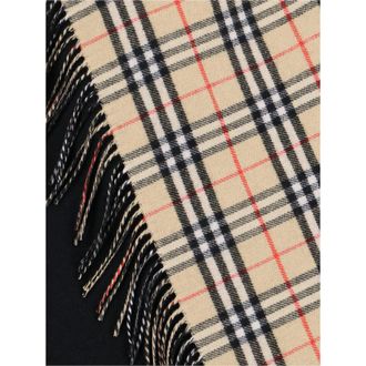 Burberry Check Wool Fringed Cape - Black