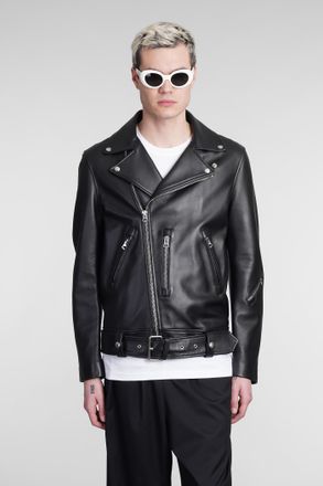 Acne Studios Nate Clean Biker Jacket In Black Leather