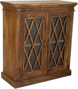 Wanderlust Deco Wanderlust Deco - Recibidor de madera y cristal artesanal de 2 puertas marron 90x40x100