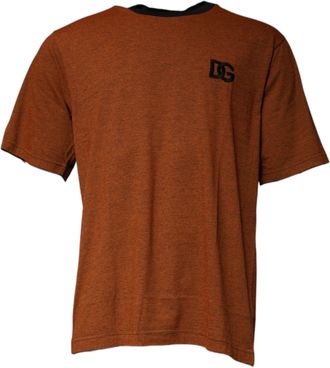 Dolce & Gabbana Mens Brown Dg Logo Cotton Crew Neck T-Shirt