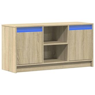 Berkfield Home TV Cabinet with LED Sonoma Oak 100x34x50 cm Engineered Wood in Light Brown | Size: 100 x 34 x 50 cm