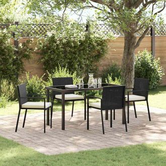 vidaXL Conjunto De Comedor De Jard&iacute;n 5 Pcs Negro Polirat&aacute;n Vidaxl