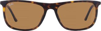 Ray-Ban Ray Ban Brown Rectangular Unisex Sunglasses RB2216 902/33 61
