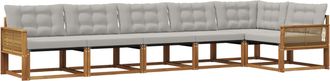 vidaXL Conjunto De Sof&aacute;s De Exterior 6 Uds. Natural Y Gris Claro Vidaxl