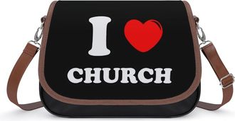 Generic I Love Chruch Crossbody Bags for Women Fashion Leather Shoulder Handbags With Adjustable Strap