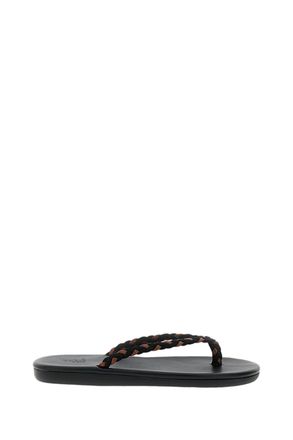 Ancient Greek Sandals Braided Leather Thong Sandals with Elevated Rubber Sole