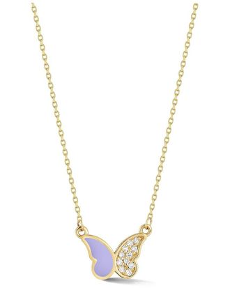 Ember Fine Jewelry 14K 0.07 Ct. Tw. Diamond Enamel Butterfly Necklace