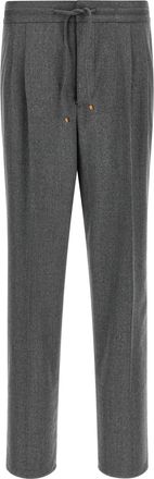 Brunello Cucinelli Gray Virgin Wool Casual Mens Pants