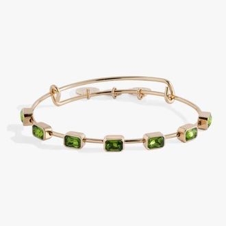 Alex and Ani August Birthstone Emerald Cut Bangle in Gold at Nordstrom