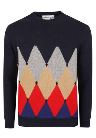 Ballantyne Classic Rombo Diamond Pattern Cashmere Sweater