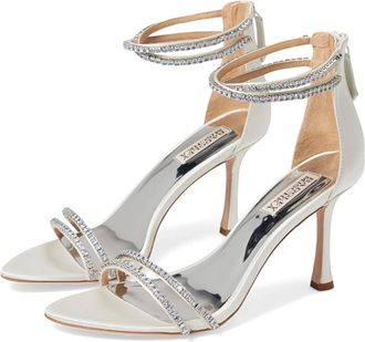 Badgley Mischka Womens Badgley Mischka Logan MP7214 Sandal White Leather Ankle Strap ZOGG2249