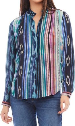 Karen Kane Long Sleeve Placket Top In Print