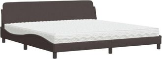 vidaXL Vidaxl - Cama Con Colch&oacute;n Tela Marr&oacute;n Oscuro 200x200 Cm