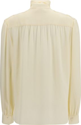 Chlo&eacute; Womens Bow Blouse With Embroidered Shoulders Pristine White Polyester Shirt