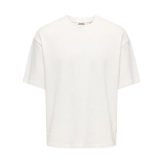 Only & Sons Ronde hals T-shirt met korte mouwen van katoen - Heren - T-shirts - Wit - S - Katoen - Tops