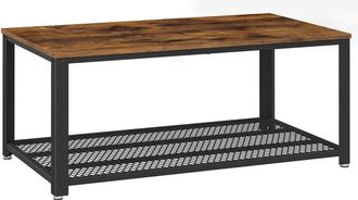Vasagle Mesa de centro con estante de rejilla de metal color negro