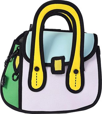 Generic Paperdope HootPack - 2D Cartoon Tote Bag, Comic Style Shoulder Bag, Kawaii Sketch Tote for Women & Girls, Gift 2D Bag (Green)