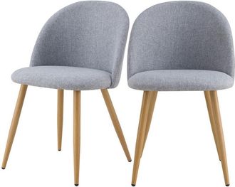 Rendez-Vous Déco Set de 2 sillas de tela gris claro con patas de metal - Cozy
