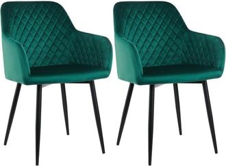 Ainpecca Ainpecca - Velvet Dining Chair with Arms and Backrest Kitchen Dining Chair Living Room Chair Chair for Bedroom (Green, 2)