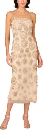 Aidan Mattox Beaded Sleeveless Midi Dress