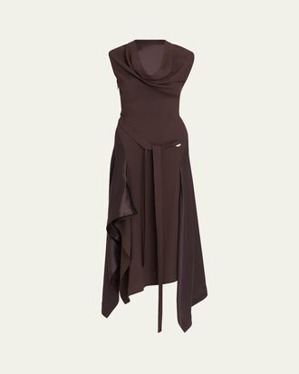 Ferragamo Handkerchief Hem Stretch Cady Dress