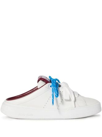 Miu Miu leather sneaker mules - women - Calf Leather/Synthetic Rubber/Calf Leather - 41 - White