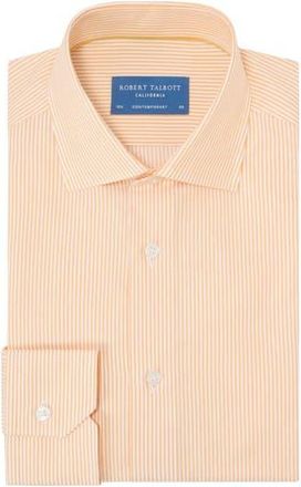 Robert Talbott Reynolds Dobby Stripe Shirt in Contemporary Fit in Golden Poppy at Nordstrom, Size 15
