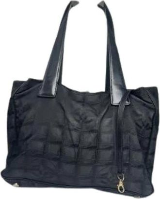 Chanel Pre-owned Vintage Canvas Tote Bag - Dames - Vintage Shopper - Zwart - ONE Size - Vintage