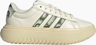 adidas Womens Grand Court Platform Graphic Print Sneakers - White/Multi - Size: 6 39.3