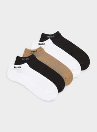 BOSS Mens Solid fine-knit ped socks 5-pack