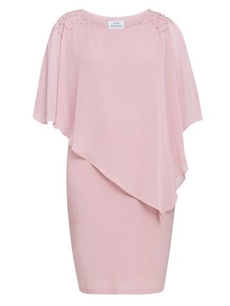 Gina Bacconi Womens Zenna Beaded Shoulder Chiffon Dress - Rose - Size 20 UK