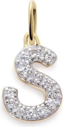 Monica Vinader Pendente Initial S in oro giallo 14 carati con diamanti