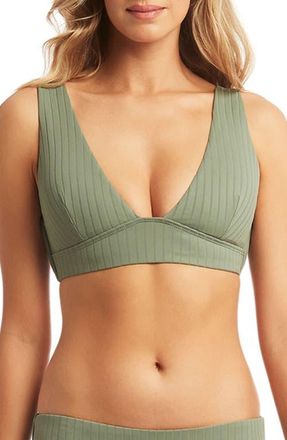 Sea Level Australia Vesper Longline Triangle Bikini Top in Sage at Nordstrom, Size 12 Us
