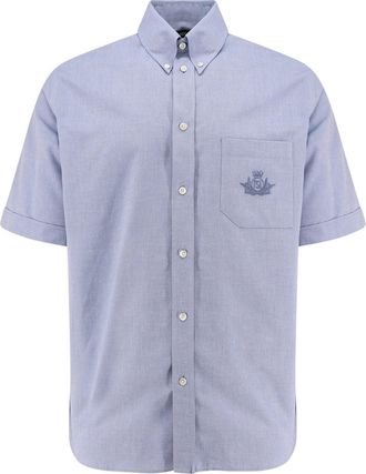 Fendi Oxford Shirt With Fendi Crest Embroidery-Uomo
