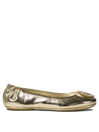 Tory Burch Minnie Gold Leather Ballet Flats