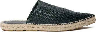 Bottega Veneta Donkergroene Geweven Espadrilles - Dames - Slip ons - Groen - 40 EU - Leer - Schoenen