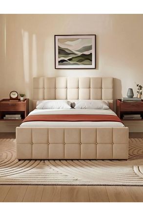 Home Discount Vida Designs Valentina King Ottoman Bed Frame Storage Beige Linen | Size: King