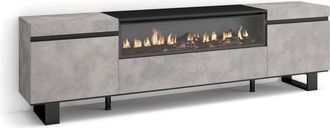 Skraut Home Skraut Home - Mueble Tv, Televisi&oacute;n, Muebles De Sal&oacute;n, Almacenaje, 200x57x35cm, Para Tv Hasta 80, Chimenea El&eacute;ctrica, Dise&ntilde;o Industrial, Estilo Modern